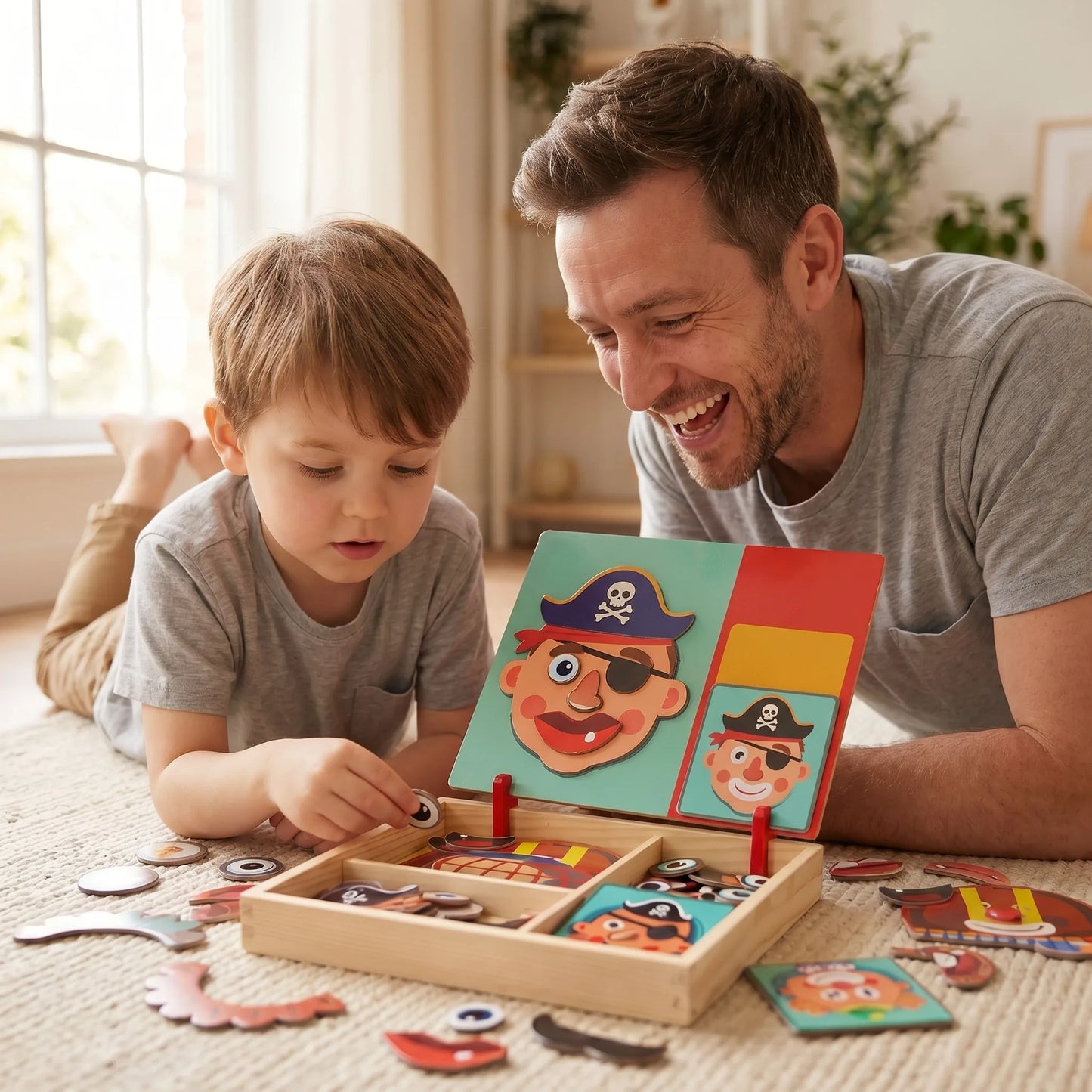 Montessori-Magnetpuzzle aus Holz